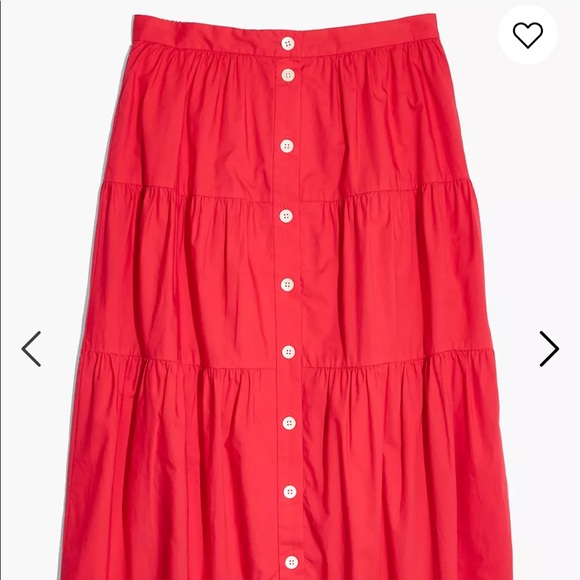 Madewell Bistro Midi Skirt in True Red - Picture 3 of 5